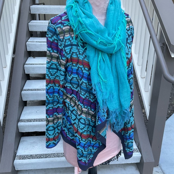 Nic+Zoe colorful aztec cascade waterfall sweater Petite PL - Picture 8 of 11